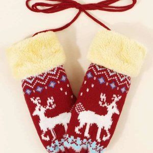 Snow Globe Necklace and Reindeer Christmas Mittens